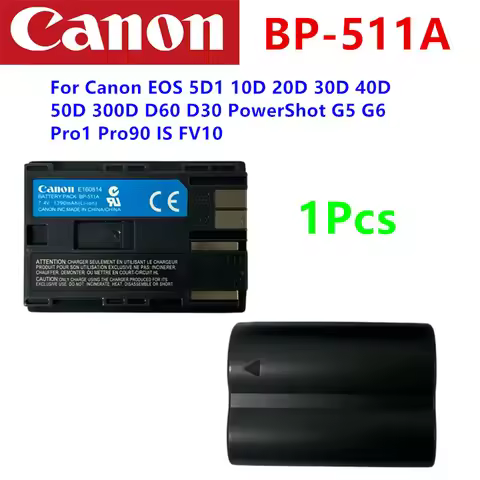Original BP-511A camera Battery For Canon EOS 5D1 10D 20D 30D 40D 50D 300D D60 D30 PowerShot G5 G6 P