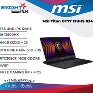 MSI Gaming Laptop Titan GT77 12UHS 034 ( 17.3 Inch UHD IPS 120Hz | I9 12900HX | 64GB | 2TB SSD |RTX3080Ti 16GB | W11P