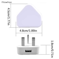 Fitow Mobile Phone Charger Universal Portable 3 Pin USB Charger UK Plug  With 1 USB Ports Travel Charging Device Wall Charger Travel Fast Charging Adapter FE