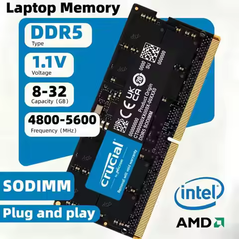 Crucial DDR5 SODIMM RAM 8GB 16GB 32GB 4800Mhz 5200Mhz 5600Mhz Notebook 1.1V for Laptop Memory
