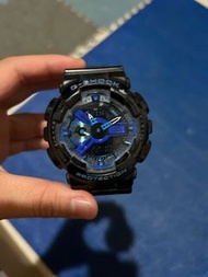 G-SHOCK 指針數位雙顯休閒錶-亮黑藍 GA-110LPA-1A