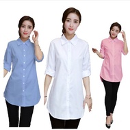 (Clearance) Women White Blue Pink Long Blouse Working Formal Casual Shirts Long Sleeve Shirt Blouses