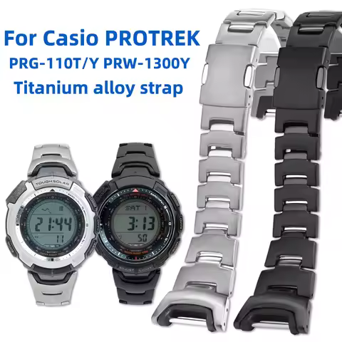 Titanium Alloy Strap For Casio PRG-110T/Y PRW-1300Y PROTREK series, Outdoor Sports metal watch band 