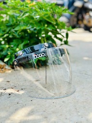 Nón bảo hiểm 1/2 Camry màu Bạc cacbon gắn kính bogo che nắng chống bụi - Mũ bảo hiểm nửa đầu chính h