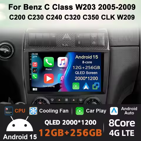 9inch Android 15 Car Radio Multimedia Video Player For Mercedes Benz W203 W209 C180 C200 C220 C230 2