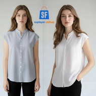 KEMEJA Darcy Vneck Oversized Shirt | Plain Women's Sleeveless Shirt | Size L XL XXL Blouse Women