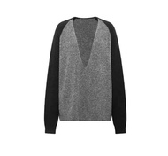 คุณภาพสูง หลวม คอวี Mohair เสื้อสเวตเตอร์ บล็อกสีแขนยาว Wool Blend Regular Fit ผู้หญิง เสื้อผ้าถัก ส