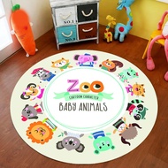 [uguuiya] Kids Room Area Rug Non Slip Cartoon Circle Rug Floor Mat Crawling Play Mat Decoration Roun