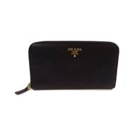 PRADA Saffiano皮革Zip Around Long Wallet金扣拉鏈長錢包啡色