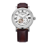 ARIES GOLD AUTOMATIC INSPIRE GAUNTLET VINTAGE SILVER STAINLESS STEEL G 903 S-W BROWN LEATHER STRAP MEN'S WATCH