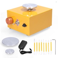 Kids DIY Clay Tool with Tray for Ceramic Work Mini Pottery Wheel Ceramic Turntable Portable Electric