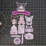 [CUSTOM NAME] Happy Birthday Cake Topper Kuromi Decoration Set Party Accessories Banner Hiasan Kek D