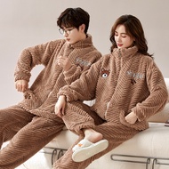 Autumn and winter warm homewear mens pajamas womens pajamas can be worn outside pajamas womens mens 