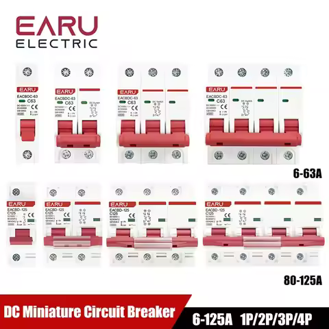 DC 1000V 1P 2P 3P 4P Solar Mini Circuit Breaker Overload Protection Switch6A~63A/80A 100A 125A MCB f