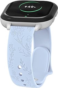 Meliya Flower Engraved Bands for Gizmo Watch 3 2 1 / Gabb Watch, 20mm Soft Silicone Waterproof Sport Replacement Watch Strap for Verizon Gizmo Smart Watch 3 2 1 for Kids Girls and Boys