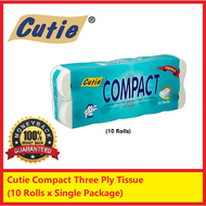 [Ready Stock] Cutie Compact 2 Ply Tissue 10 Rolls Toilet Paper Tissue Paper