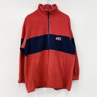FILA 半拉鍊抓絨外套，紅色， L碼，古著