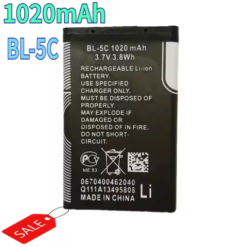 BL-5C 3.7v Rechargeable Li Ion Batteries BL5C 1020mAh for Nokia 2600 1100 1110 1112 2610 6230 6630 M