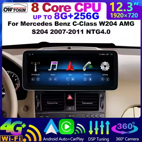12.3" Blu-Ray Screen 8+256G Android 13 Car Multimedia Player For Mercedes Benz C-Class W204 AMG S204