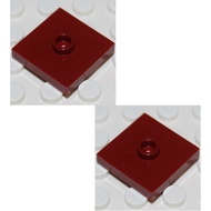 [2 Pieces] LEGO Dark Red 2x2 Base Plate with 1 Button Middle ID 4613761 87580