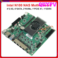 QUYPV 2024 N100 Intel ใหม่เมนบอร์ด6-Bay 6 * SATA3.0 4*2.5กรัม I226 1 * PCIE X1 1 * DDR5 4800MHz Soft