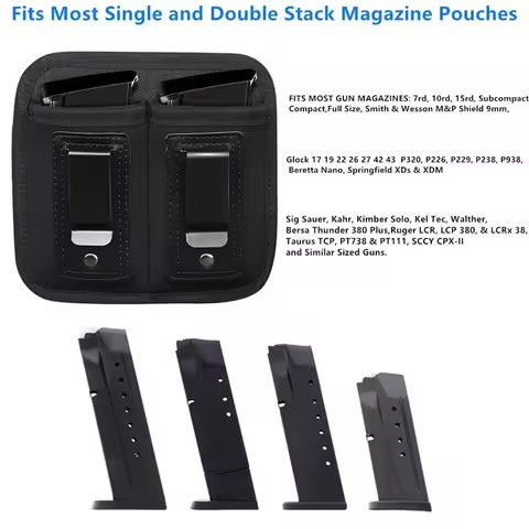 Tactical 9mm Magazine Bag Conceals Carrying IWB Nylon Belt Clip GL 17 19 G2C Makarov CZ Hunting Acce