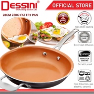 DESSINI ITALY Zero Fat 28CM Frying Pan Die Cast Aluminium Induction Non Stick Copper Pot Bowl Pan Co