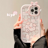 เคส สําหรับ iPhone 11 13 14 12 Pro Max 7 8 SE Plus XR X XS 6 เคสไอโฟน สีชมพู เคสโทรศัพท์มือถือ ลูกหมู เคสโทรศัพท์ น่ารัก Case