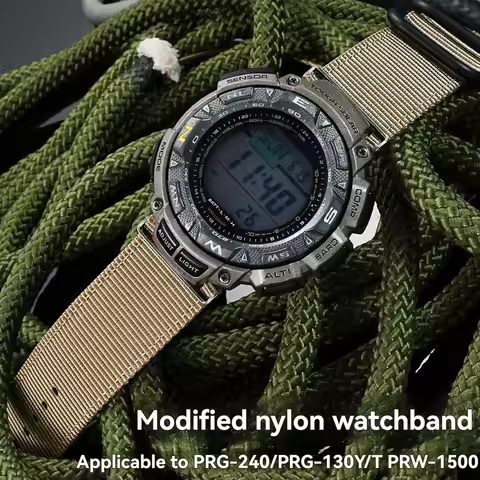 High quality for Casio PRG-130Y/T PRG-240 PRW-1500 modified nylon outdoor sports canvas watch strap