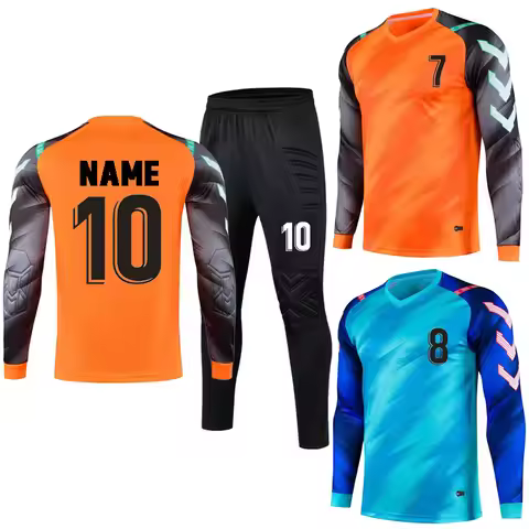 2026 New Men Kid Soccer Goalkeeper Uniform Protective Sponge Long Sleeve Football Training Goalkeepe