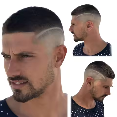 100% Human Hair Black Buzz Cut Toupee for Men Ultra Thin Breathable 15*20cm PU Topper Natural Lookin