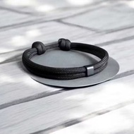 550 lbs Premium Paracord Rope Bracelet 7 Strand Black Bracelet Simple Anti-Rust Metal Beads