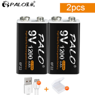 แบตเตอรี่แบบชาร์จไฟได้ PALO 6F22 1200 mAh 9 V Micro USB