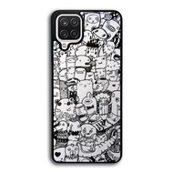 Casing Case Samsung Galaxy A12 A13 A11 A21 A21S 5G Doodle Gray W0036