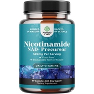 Vitamin B3 Niacinamide 500mg Capsules - Mitochondrial Energy and Potent Skin Supplement - Vitamin B3