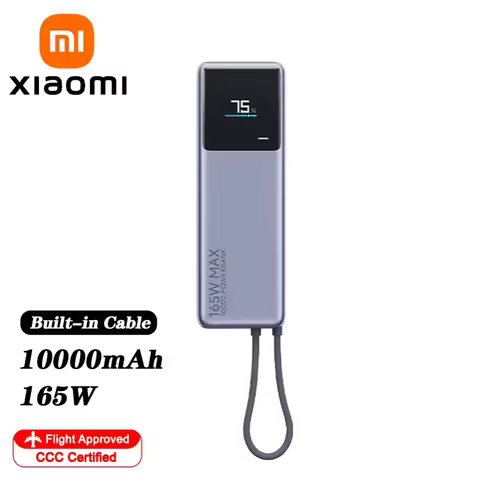 XIAOMI 165 W Power Bank 10000 mAh,Built‑in USB‑C Cable, Color Smart Display, Dual‑Port Fast Charge f