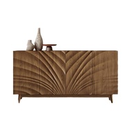 Entryway Shoe Cabinet Walnut Wooden Organizer French Carved Storage for Living Room Hallway Foyer