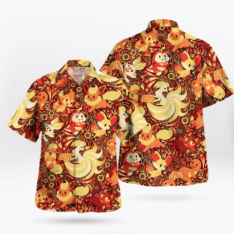 2026 Fire-Type Pokemon Hawaiian Shirt Pokemon Fans Gift Summer Sports Dry Quickly Men's T-Shirt Chil