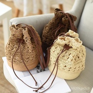 [Taiwan Shipment] straw bags Bag Handmade Female Flow One Shoulder Diagonal Woven Fashion Beach Vaca