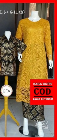 Baju batik couple kebaya keluarga brokat keluarga 34 orang warna kuning| baju sarimbit keluarga | b