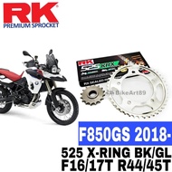 RK Sprocket Set BMW F850GS 2018 - New RK525 KRX X-Ring Rivet Black / Blue Chain Rantai Hitam Biru XR