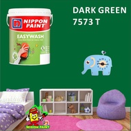 DARK GREEN 7573 T ( 1L ) Nippon Paint Interior Vinilex Easywash Lustrous / EASY WASH / EASY CLEAN