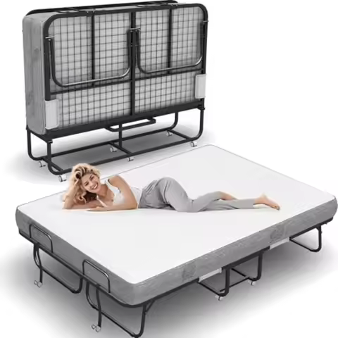 Folding Bed with Mattress 75 x 54 Full Size for Adults Rollaway Bed Fold Up Foldable Portable Extra 