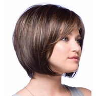 (WBNC) 2X Short Straight Bob Wigs Brazilian Wigs Full Wigs(40cm) Brown Color