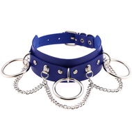 T-B Kulit Choker Kolar untuk Wanita Goth Punk Choker Rantaian Perak Warna Harajuku KolarเทศกาลBarang Kemas