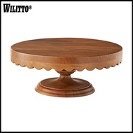 Multi-functional Cake Stand Wood Cake Holder Wooden Round Cake Stand with Scalloped Edge – Multi-fun