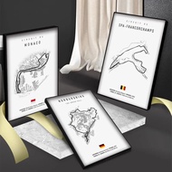 30x40 F1 Internationa Track Circuit Canvas Painting with Photo Frame F1 Art Aesthetic Motorsport Rac