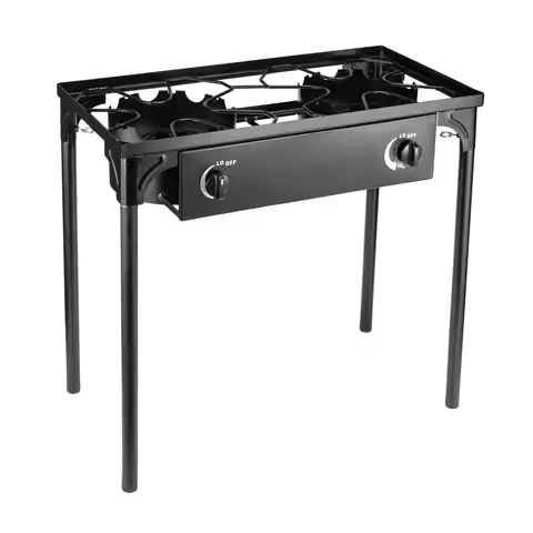 Outdoor 2 Burner Propane Stove with High-Pressure 20PSI Regulator Energy-Saving Gas Grill ABS Switch
