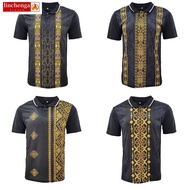 Men Collar T-shirt Jersey Material Batik Print | Baju Jersi Kolar Lelaki | Baju T-shirt Corak Batik Lelaki3