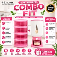 COMBO Fit HAMPERS Package 10 KG Rice Dispenser + 4-Layer Food Cover Food Storage Container